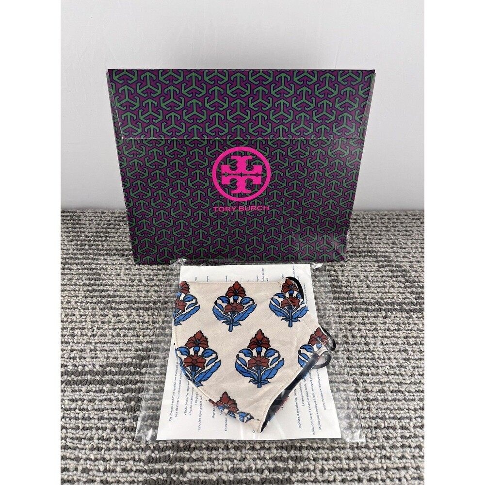 Tory Burch Face Masks New/Sealed White Red Blue Floral